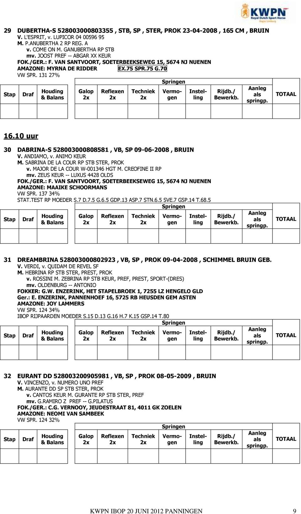 10 uur 30 DABRINA-S 528003000808581, VB, SP 09-06-2008, BRUIN V. ANDIAMO, v. ANIMO KEUR M. SABRINA DE LA COUR RP STB STER, PROK v. MAJOR DE LA COUR W-001346 HGT M. CREOFINE II RP mv.