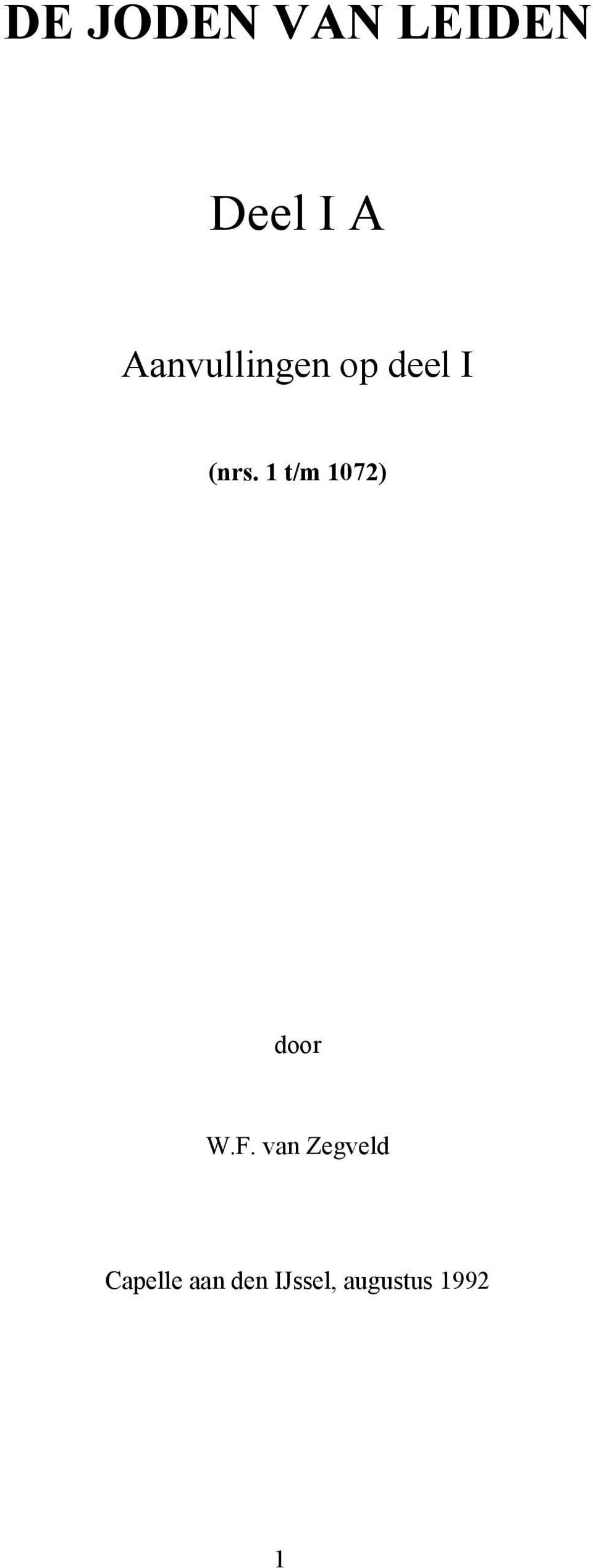 1 t/m 1072) door W.F.