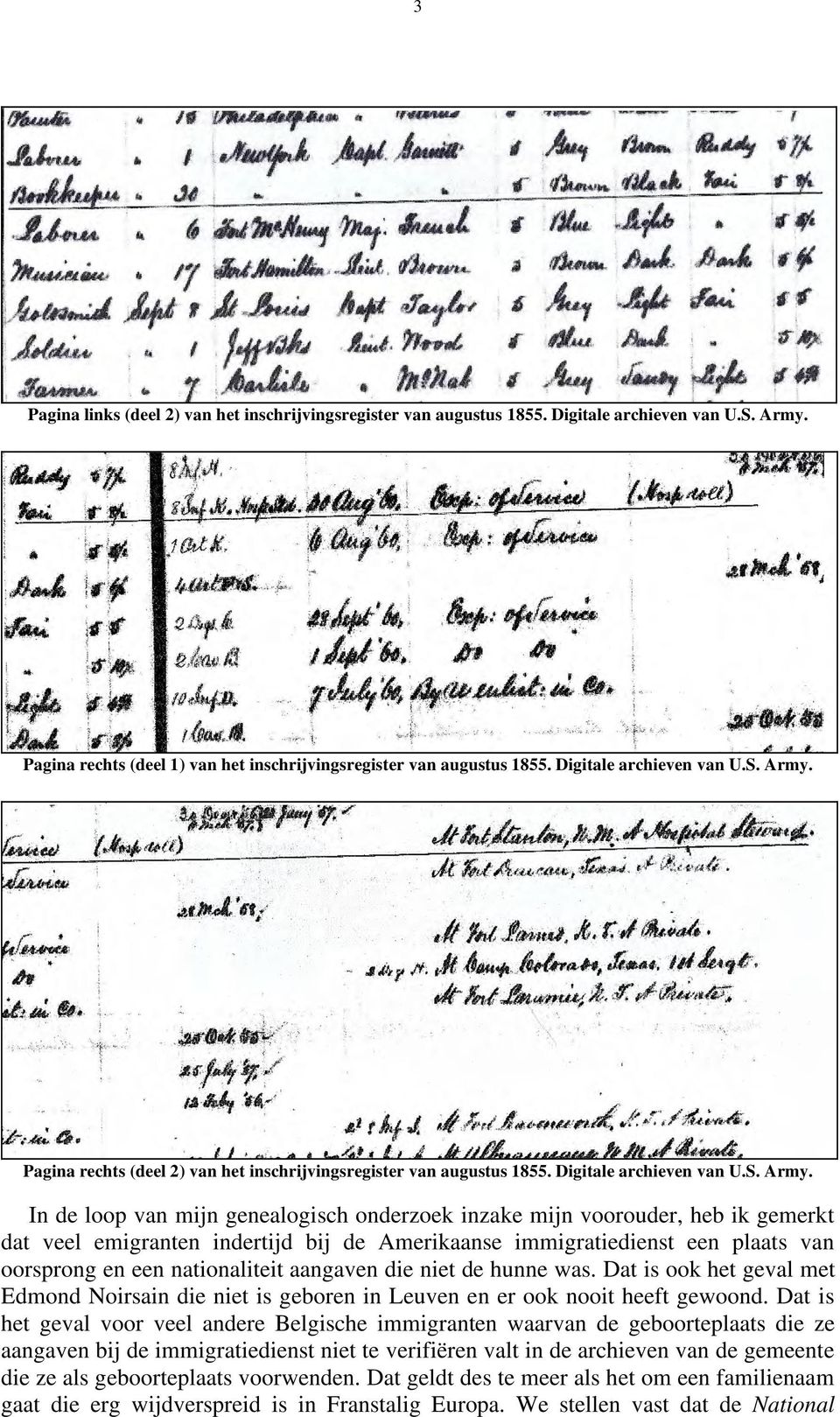 Pagina rechts (deel 2) van het inschrijvingsregister van augustus 1855.