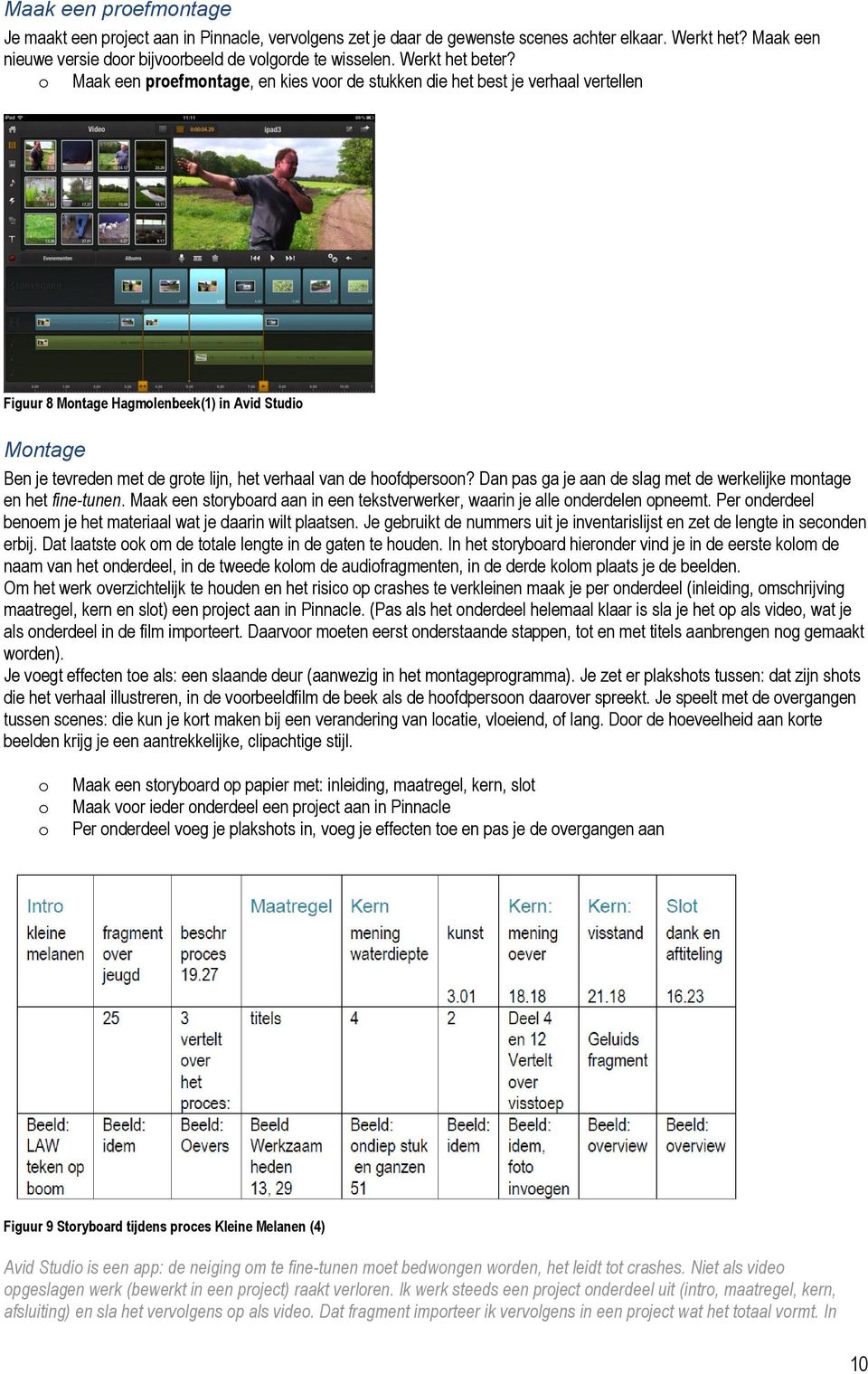 Dan pas ga je aan de slag met de werkelijke mntage en het fine-tunen. Maak een strybard aan in een tekstverwerker, waarin je alle nderdelen pneemt.