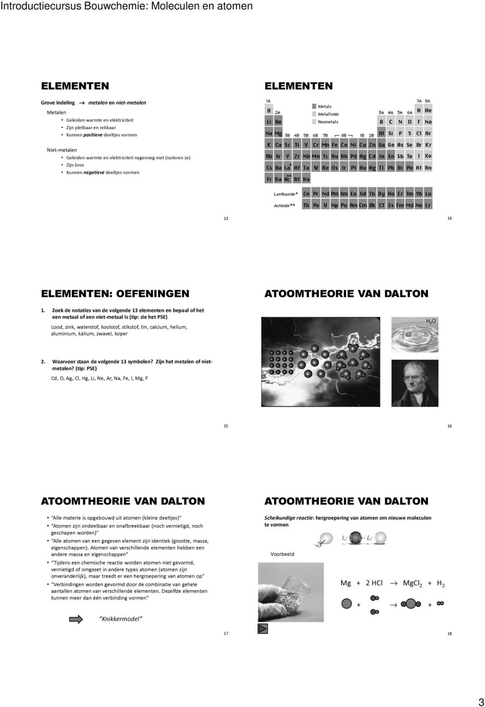 Zoek de notaties van de volgende 13 elementen en bepaal of het een metaal of een niet-metaal is (tip: zie het PSE) Lood, zink, waterstof, koolstof, stikstof, tin, calcium, helium, aluminium, kalium,