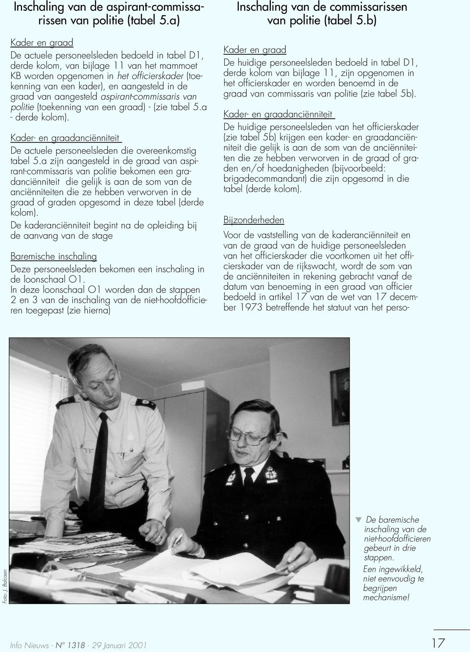 graad van aangesteld aspirant-commissaris van politie (toekenning van een graad) - (zie tabel 5.a - derde kolom). Kader- en graadanciënniteit De actuele personeelsleden die overeenkomstig tabel 5.