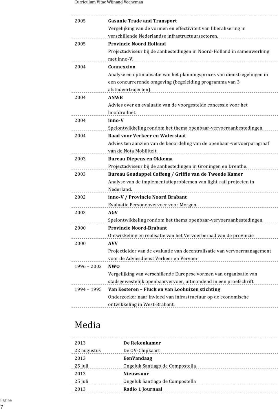 2004 Connexxion Analyse en optimalisatie van het planningsproces van dienstregelingen in een concurrerende omgeving (begeleiding programma van 3 afstudeertrajecten).