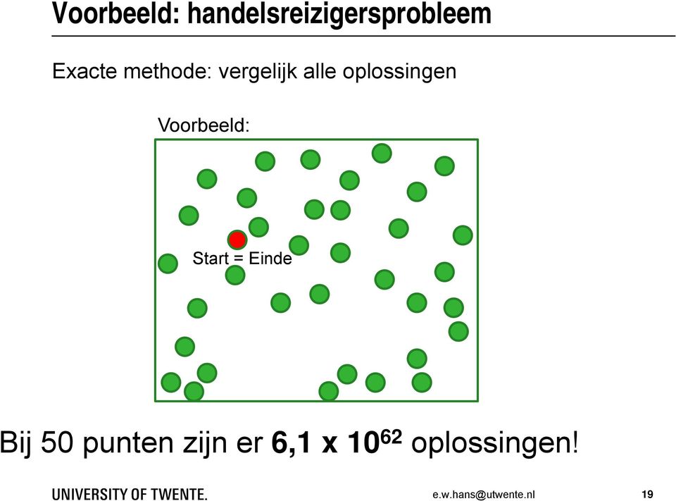 Voorbeeld: Start = Einde Bij 50 punten zijn