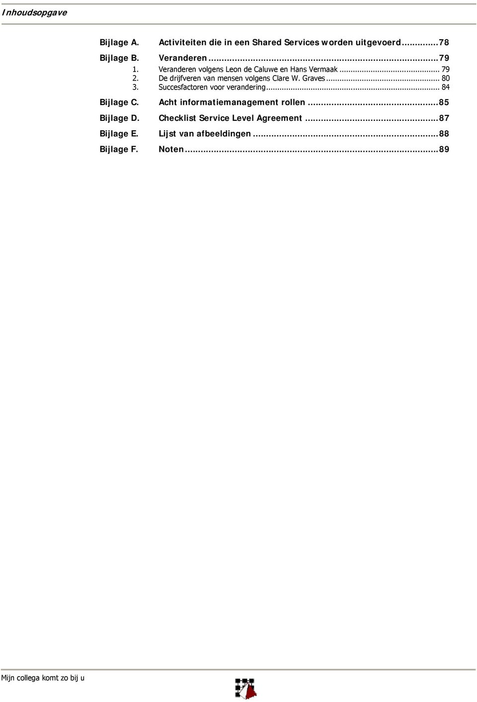 Succesfactoren voor verandering... 84 Bijlage C. Acht informatiemanagement rollen...85 Bijlage D.