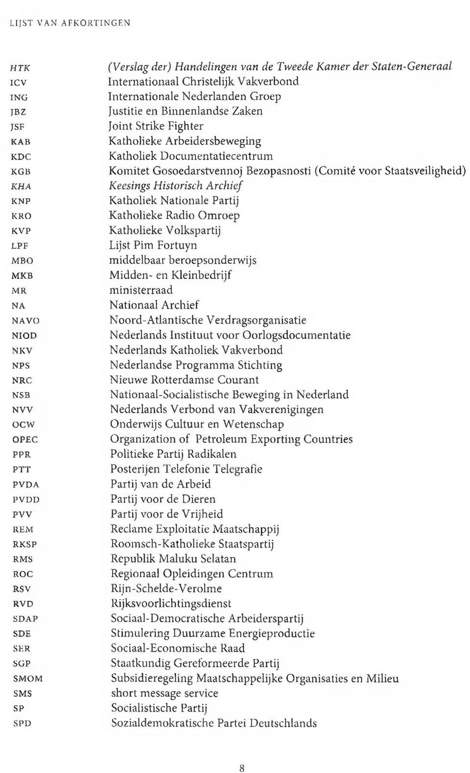 Katholieke A rbeidersbeweging Katholiek D ocum entatiecentrum K om itet G osoedarstvennoj Bezopasnosti (Com ité voor Staatsveiligheid) Keesings Historisch A rchief Katholiek N ationale Partij