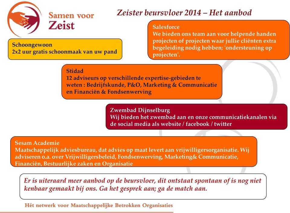 Stidad 12 adviseurs op verschillende expertise-gebieden te weten : Bedrijfskunde, P&O, Marketing & Communicatie en Financiën & Fondsenwerving Zwembad Dijnselburg Wij bieden het zwembad aan en onze