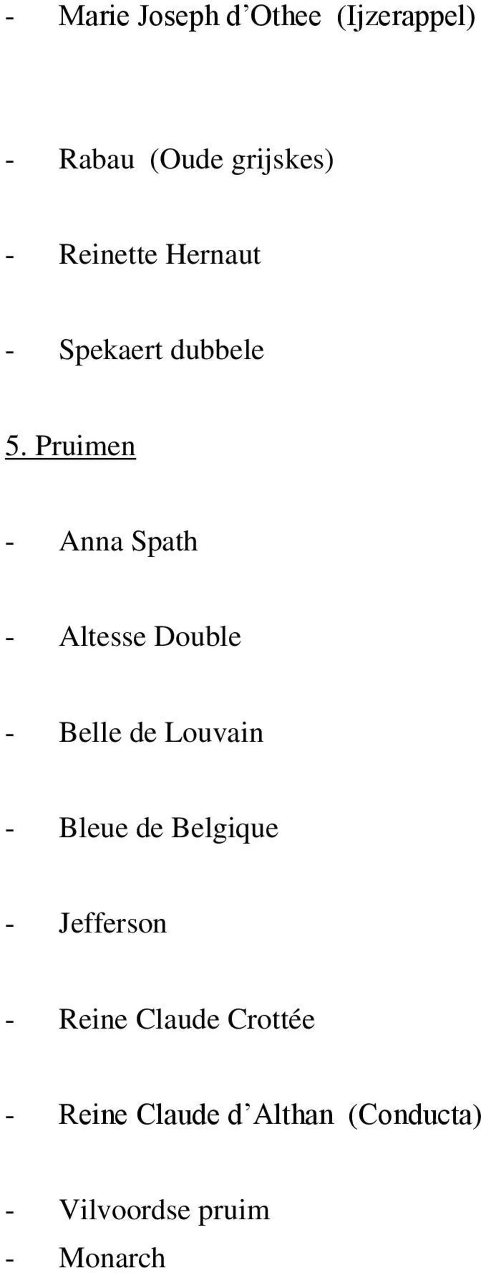 Pruimen - Anna Spath - Altesse Double - Belle de Louvain - Bleue de