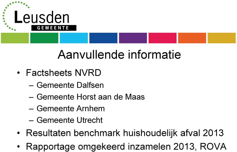 Gemeente Utrecht Resultaten benchmark