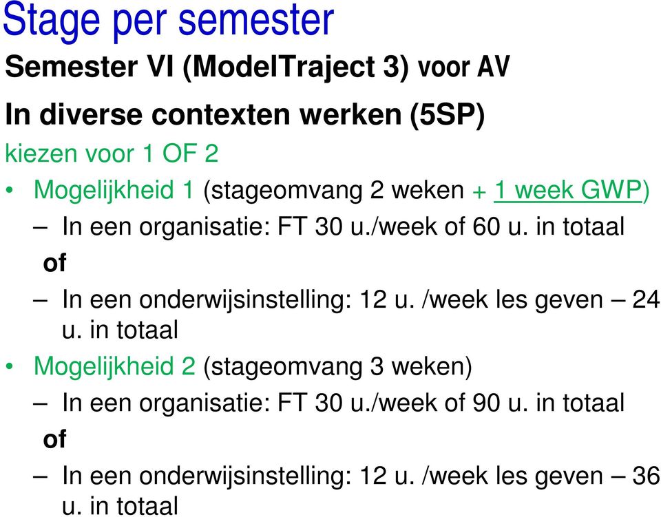 in totaal of In een onderwijsinstelling: 12 u. /week les geven 24 u.