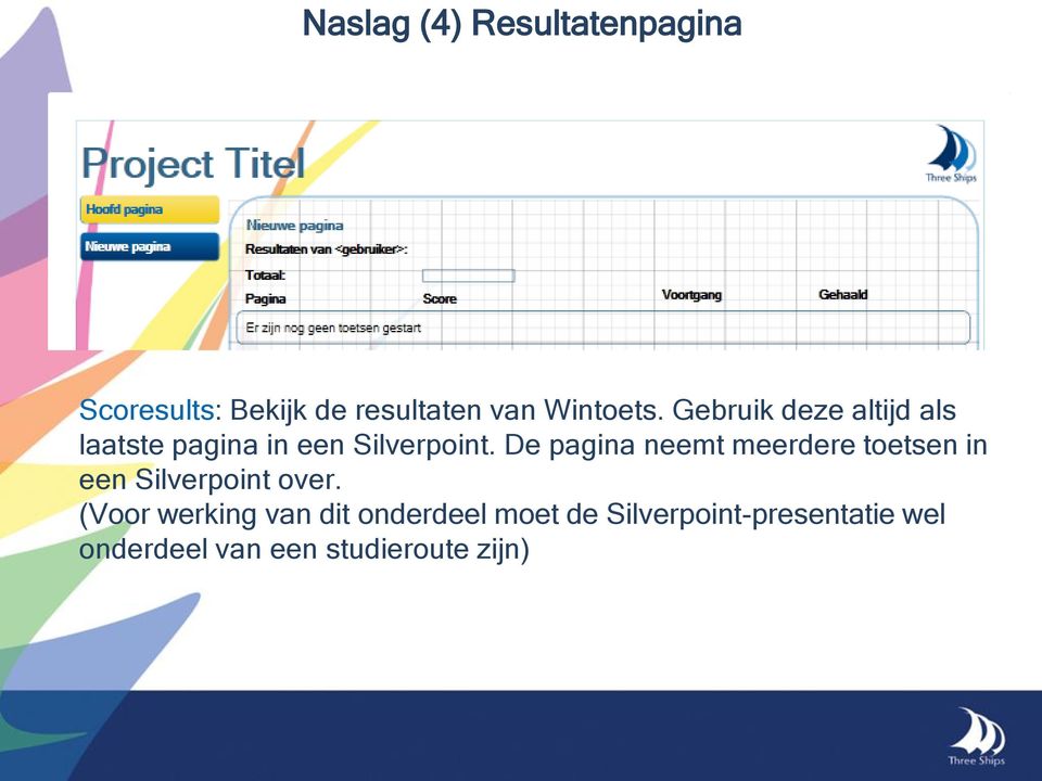 De pagina neemt meerdere toetsen in een Silverpoint over.