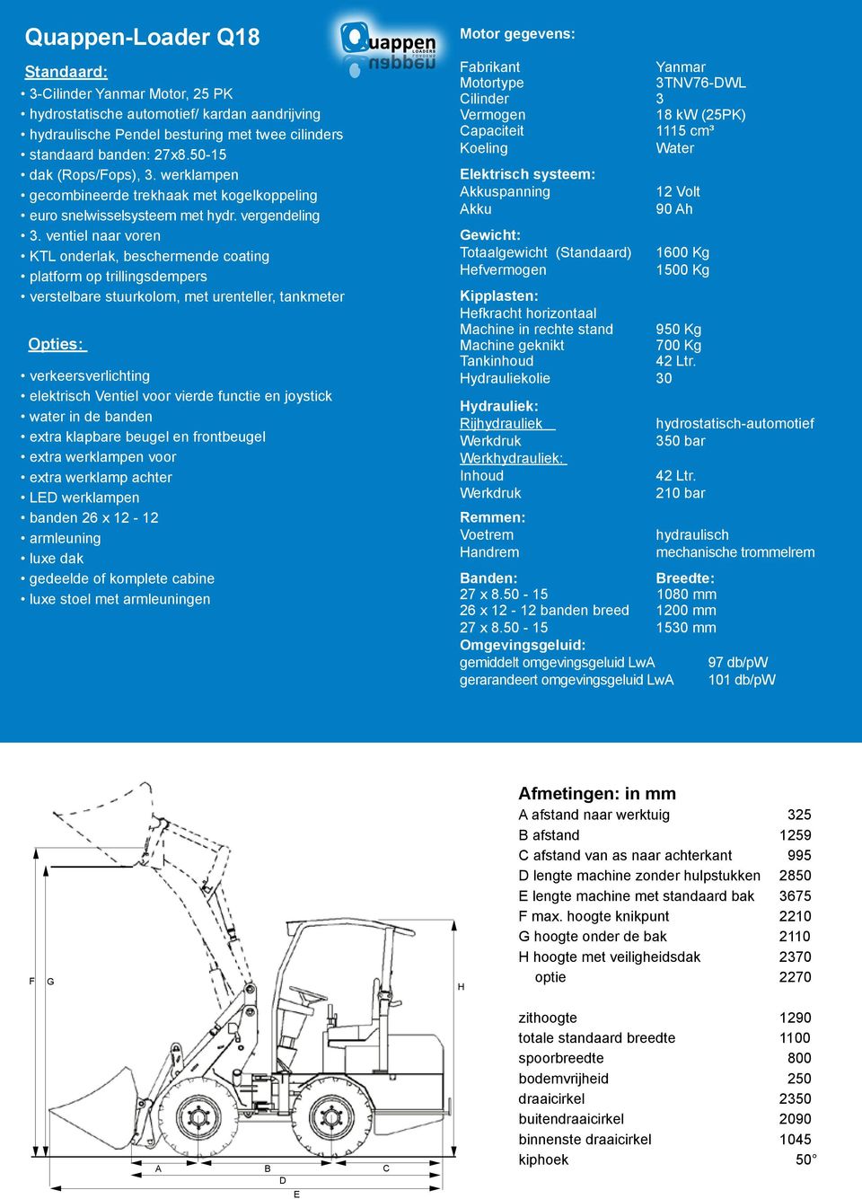 ventiel naar voren KTL onderlak, beschermende coating platform op trillingsdempers verstelbare stuurkolom, met urenteller, tankmeter Opties: verkeersverlichting elektrisch Ventiel voor vierde functie