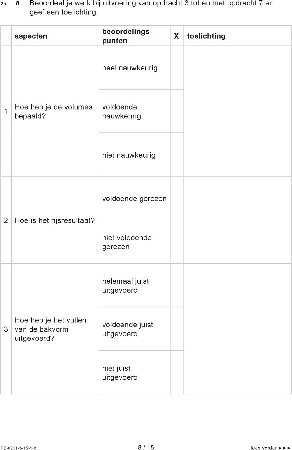 voldoende nauwkeurig niet nauwkeurig voldoende gerezen 2 Hoe is het rijsresultaat?