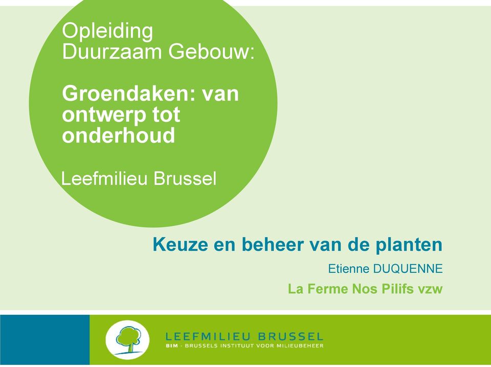 Brussel Keuze en beheer van de planten