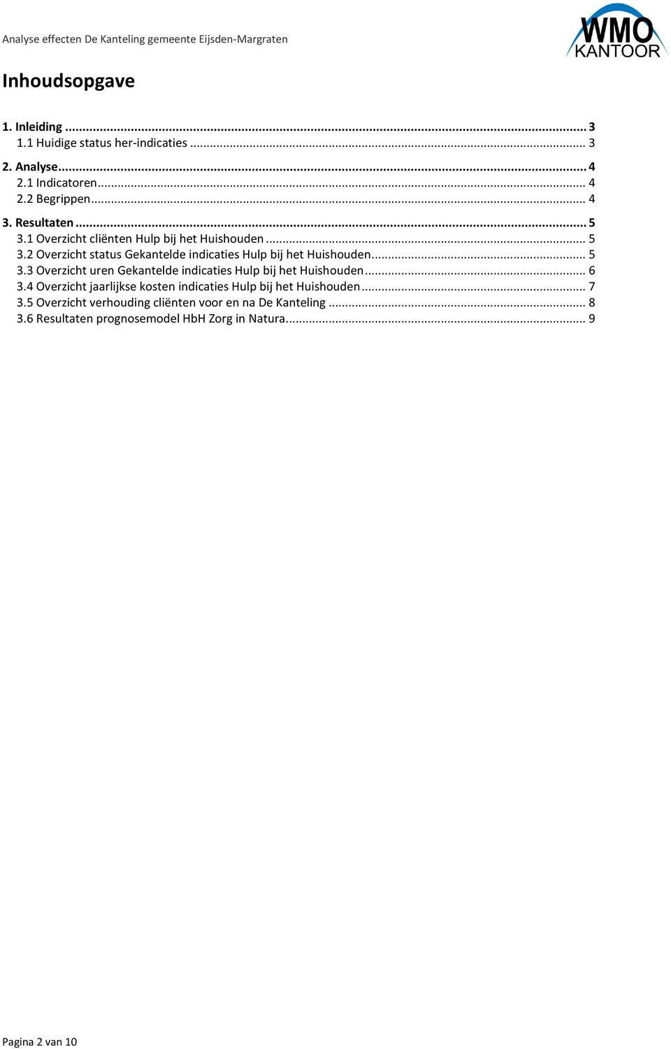 .. 5 3.3 Overzicht uren Gekantelde indicaties Hulp bij het Huishouden... 6 3.