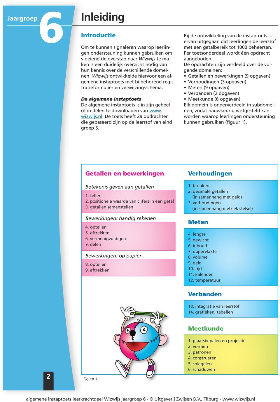 De algemene instaptoets De algemene instaptoets is in zijn geheel of in delen te downloaden van www. wizwijs.nl. De toets heeft 29 opdrachten die gebaseerd zijn op de leerstof van eind groep 5.