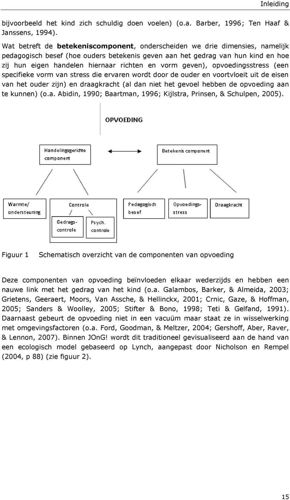 en vorm geven), opvoedingsstress (een specifieke vorm van stress die ervaren wordt door de ouder en voortvloeit uit de eisen van het ouder zijn) en draagkracht (al dan niet het gevoel hebben de