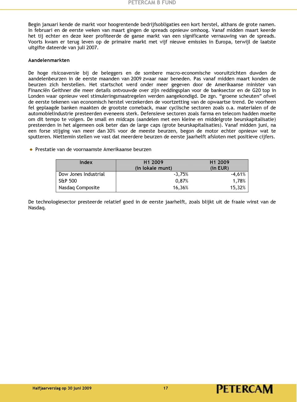 Voorts kwam er terug leven op de primaire markt met vijf nieuwe emissies in Europa, terwijl de laatste uitgifte dateerde van juli 2007.