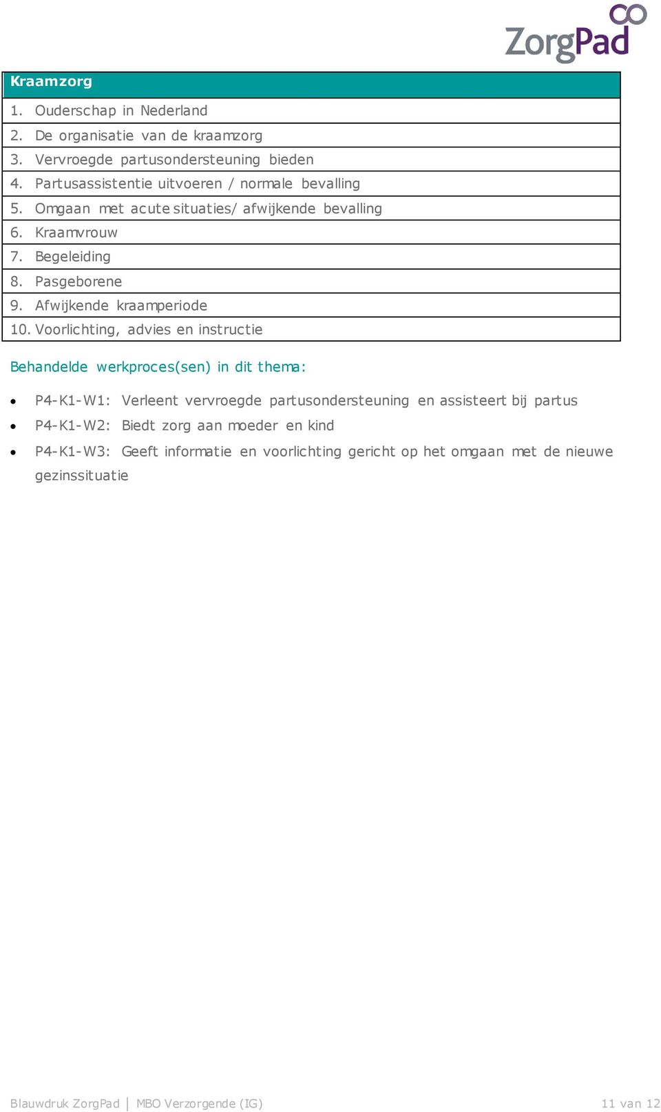 Afwijkende kraamperiode 10.