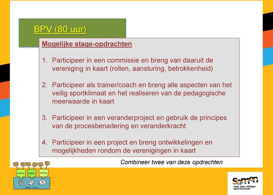 Participeer als trainer/coach en breng alle aspecten van het veilig sportklimaat en het realiseren van de pedagogische meerwaarde in