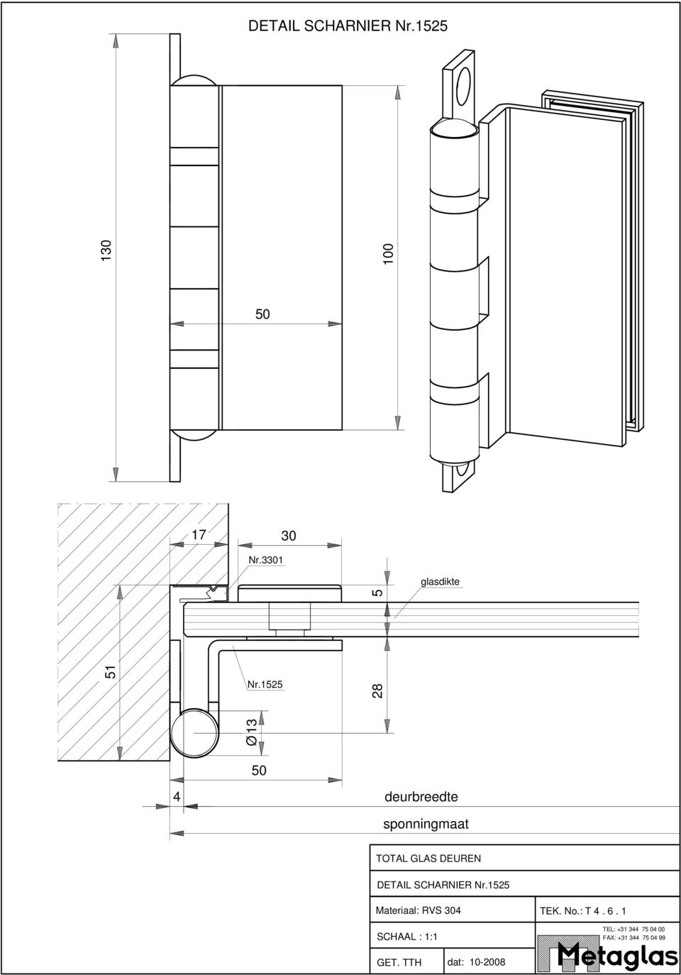 TOTAL GLAS DEUREN DETAIL SCHARNIER Nr.