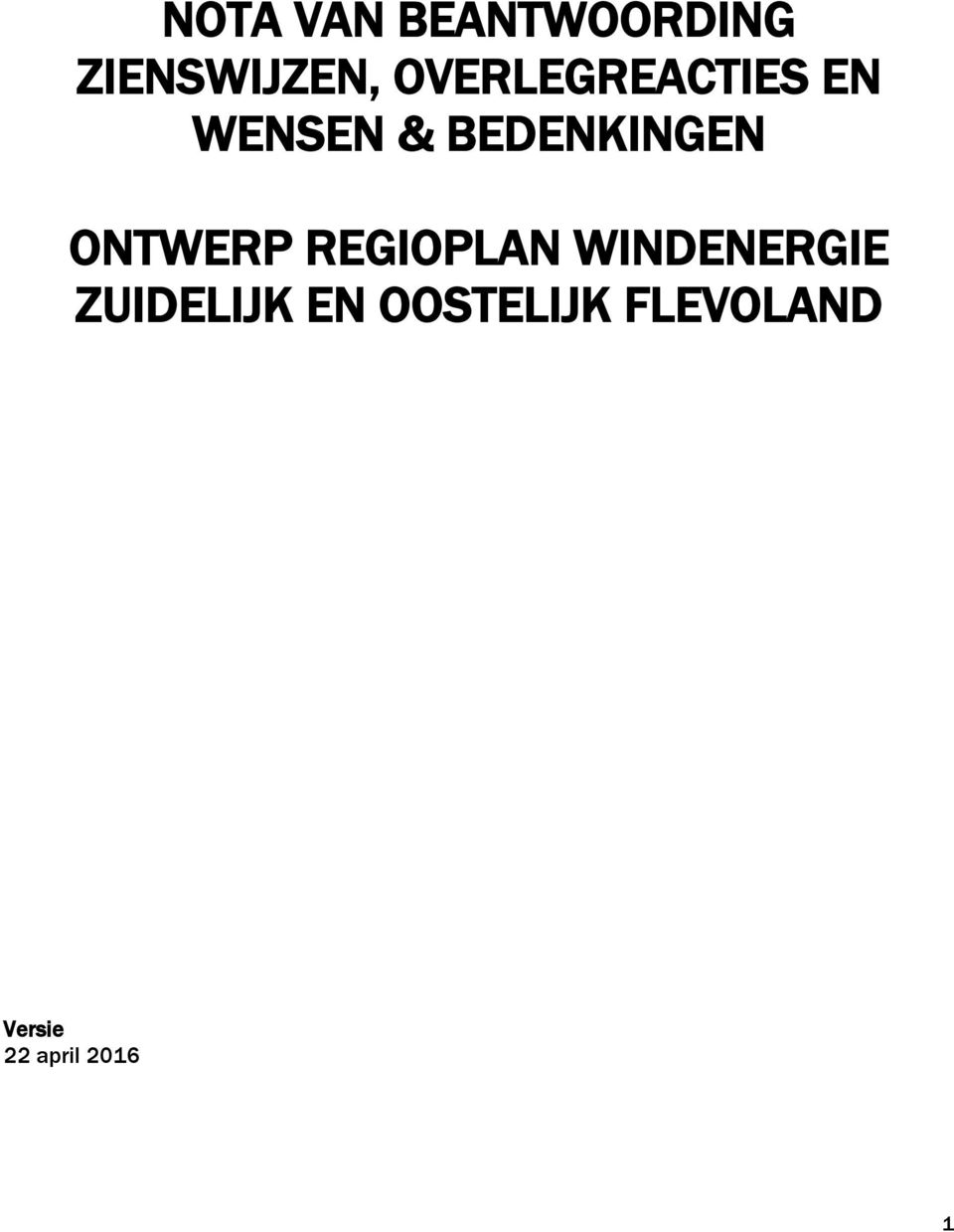 ONTWERP REGIOPLAN WINDENERGIE ZUIDELIJK