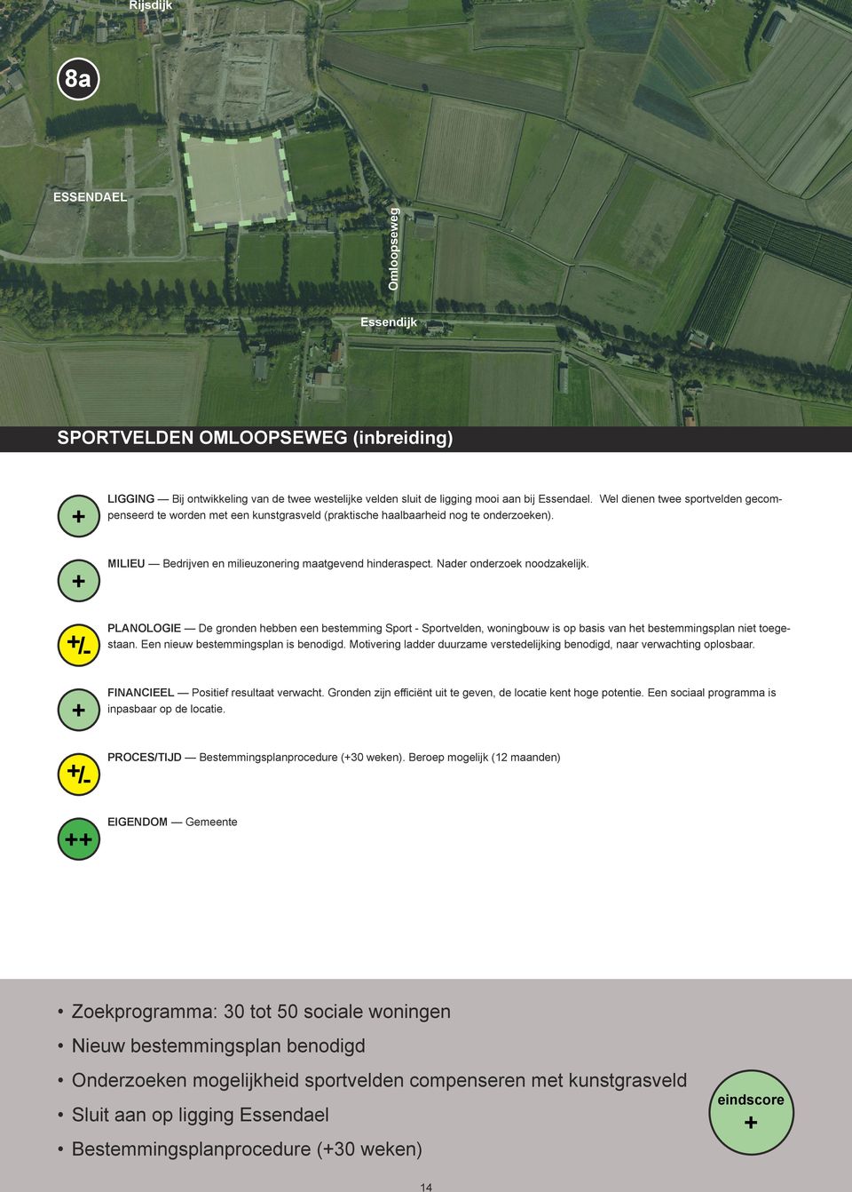 Nader onderzoek noodzakelijk. PLANOLOGIE De gronden hebben een bestemming Sport - Sportvelden, woningbouw is op basis van het bestemmingsplan niet toegestaan. Een nieuw bestemmingsplan is benodigd.