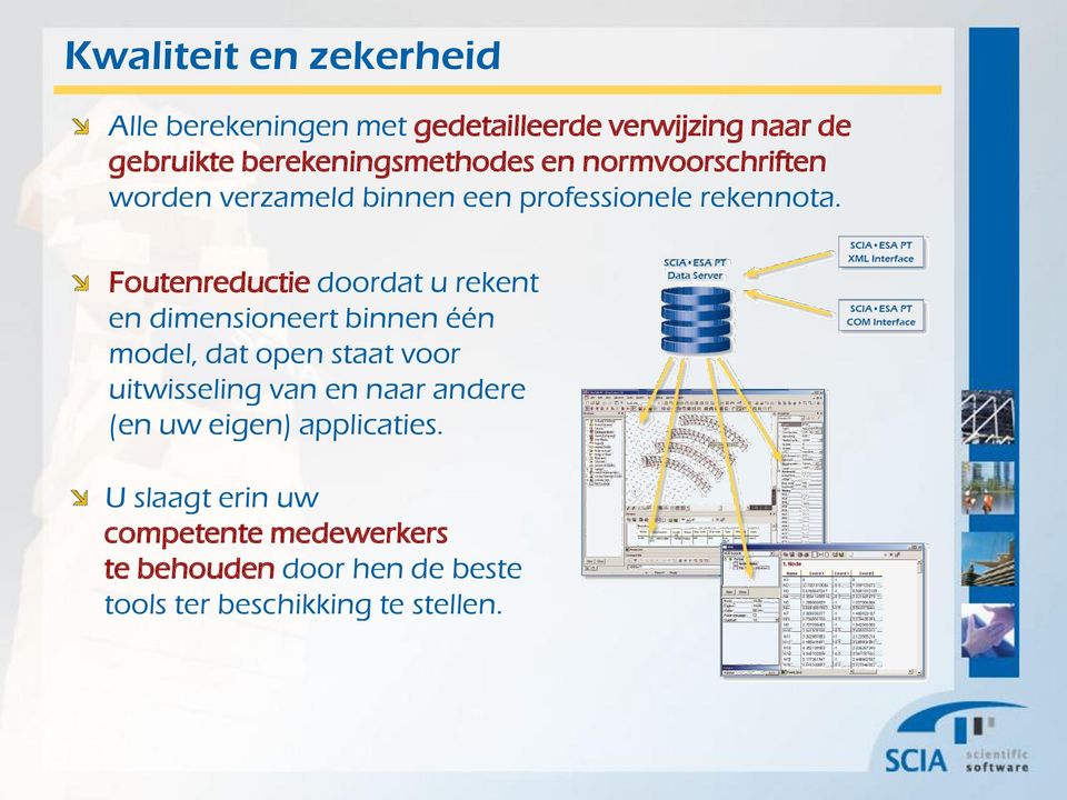 Foutenreductie doordat u rekent en dimensioneert binnen één model, dat open staat voor uitwisseling van en