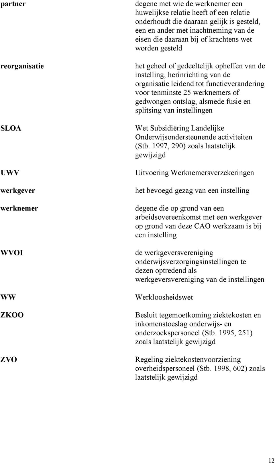 tenminste 25 werknemers of gedwongen ontslag, alsmede fusie en splitsing van instellingen Wet Subsidiëring Landelijke Onderwijsondersteunende activiteiten (Stb.