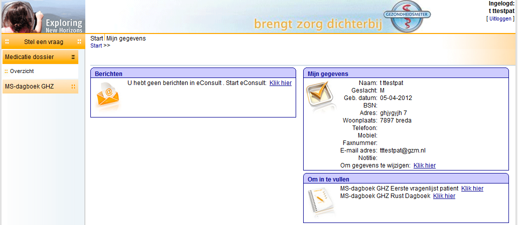 WERKBLAD Na het inloggen, komt u terecht op het centrale werkblad. Hierop staat: Start Bij elke handeling geldt: via START komt u op het dashboard terug.