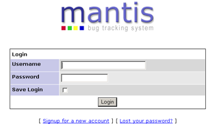 2. Nieuw account aanmaken Een gebruiker moet zich registreren om gebruik te kunnen maken van Mantis. Voor de registratie moet de gebruiker zijn email account van het programmeernetwerk gebruiken.