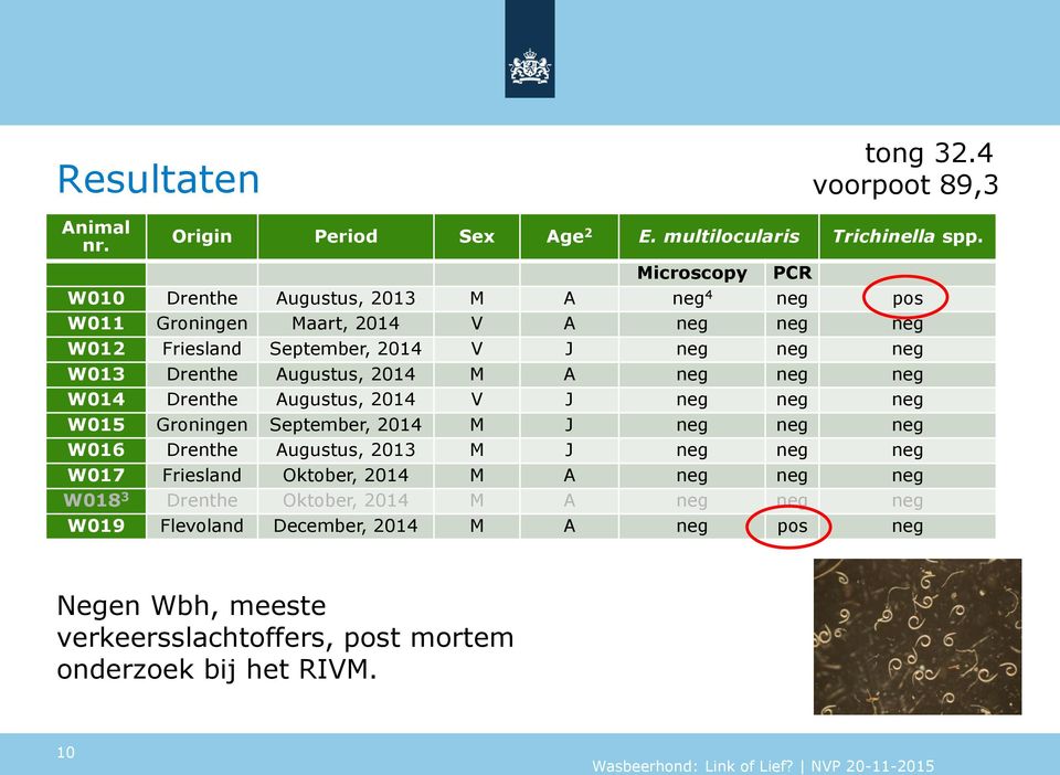 Drenthe Augustus, 2014 M A neg neg neg W014 Drenthe Augustus, 2014 V J neg neg neg W015 Groningen September, 2014 M J neg neg neg W016 Drenthe Augustus, 2013 M J