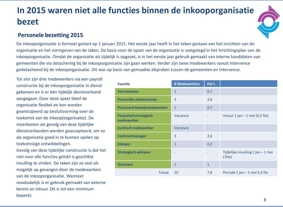 De basis voor de opzet van de organisatie is vastgelegd in het inrichtingsplan van de inkooporganisatie.