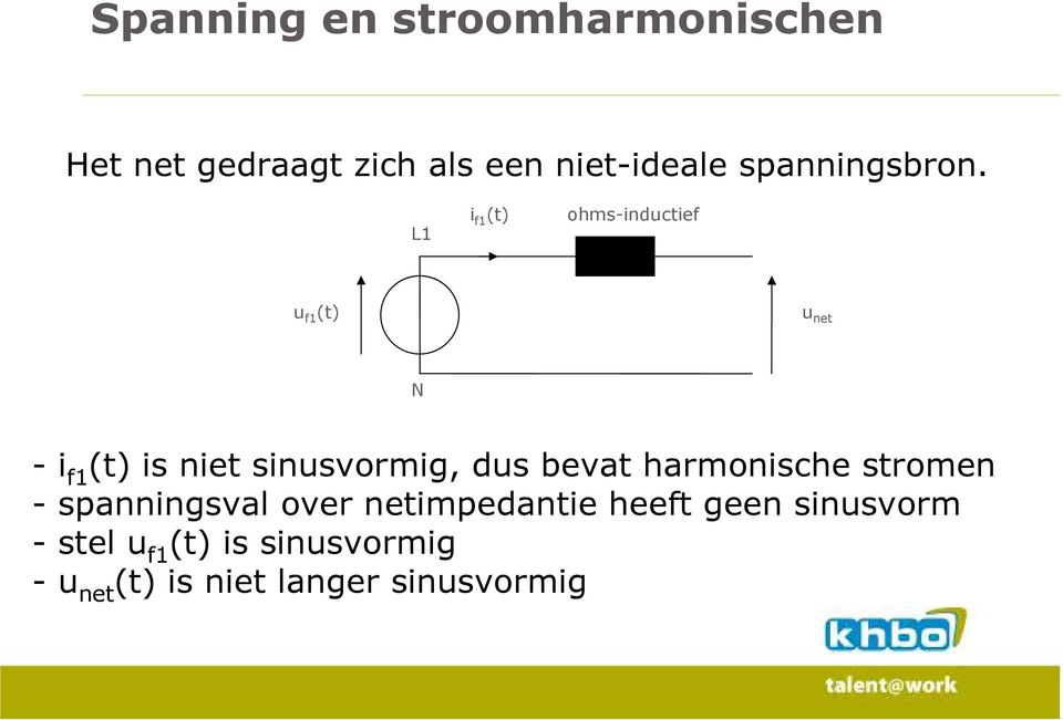 L1 i f1 (t) ohms-inductief u f1 (t) u net N - i f1 (t) is niet sinusvormig, dus