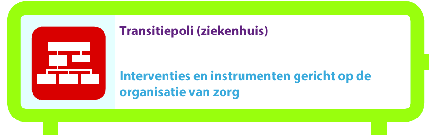 Transitiepoli Het voordeel is dat de transitiepoli een heel duidelijk moment voor de patiënt is: nu gaat het echt gebeuren.