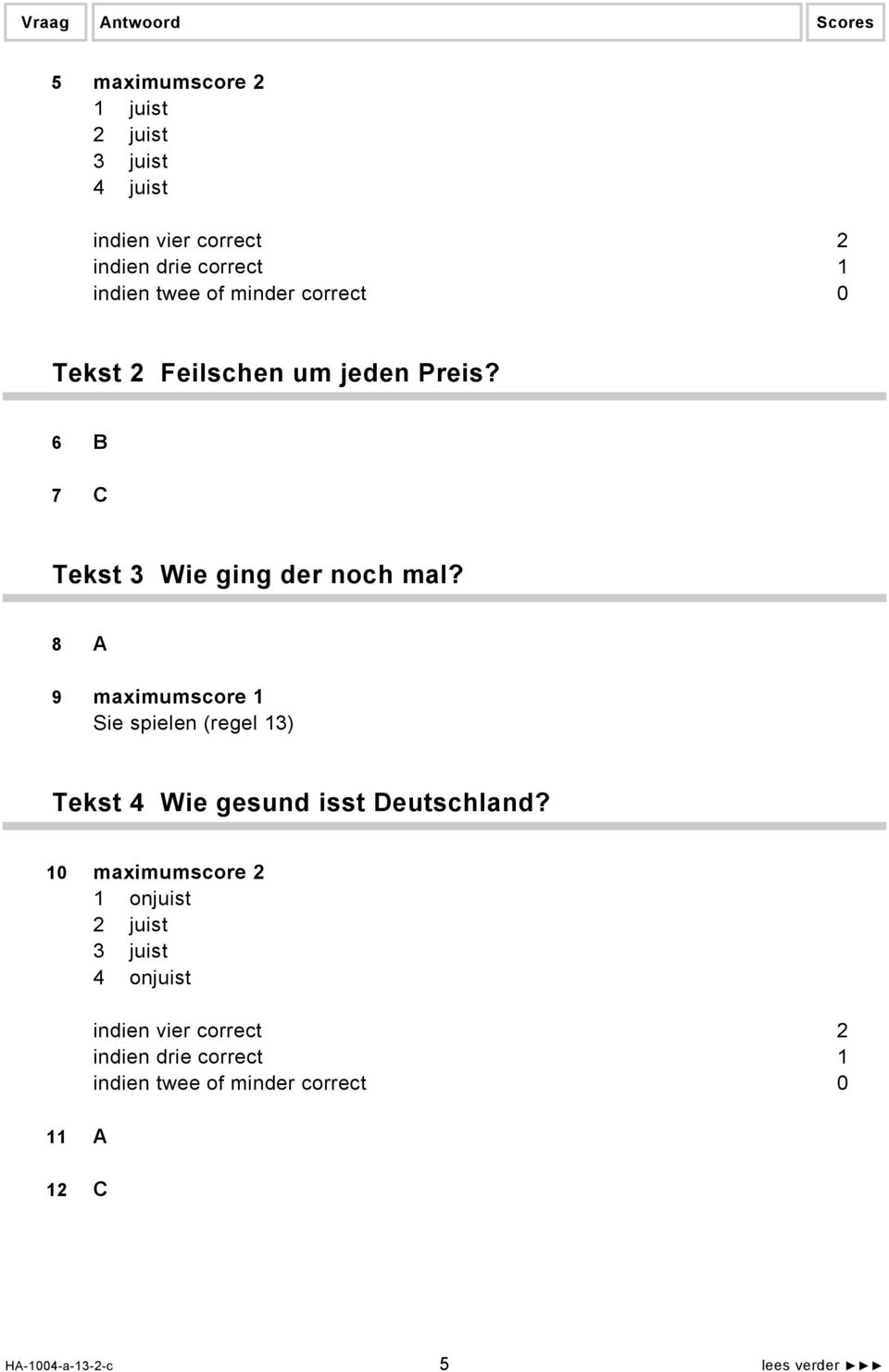 8 A 9 maximumscore 1 Sie spielen (regel 13) Tekst 4 Wie gesund isst Deutschland?