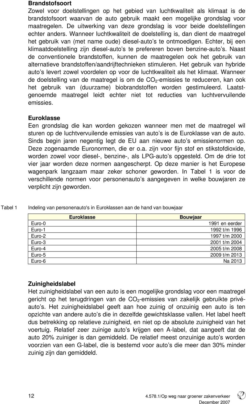 Wanneer luchtkwaliteit de doelstelling is, dan dient de maatregel het gebruik van (met name oude) diesel-auto s te ontmoedigen.