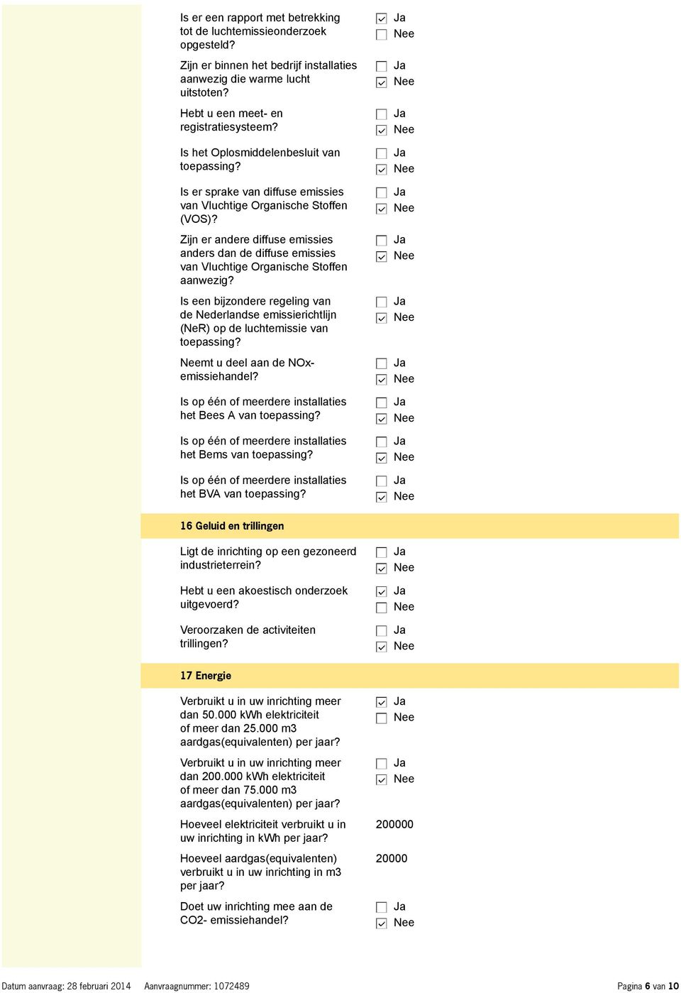 Zijn er andere diffuse emissies anders dan de diffuse emissies van Vluchtige Organische Stoffen aanwezig?