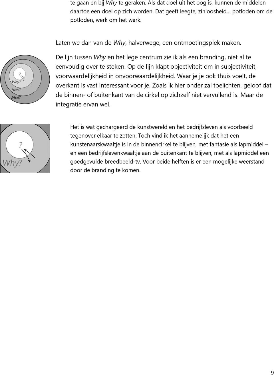 Op de lijn klapt objectiviteit om in subjectiviteit, voorwaardelijkheid in onvoorwaardelijkheid. Waar je je ook thuis voelt, de overkant is vast interessant voor je.