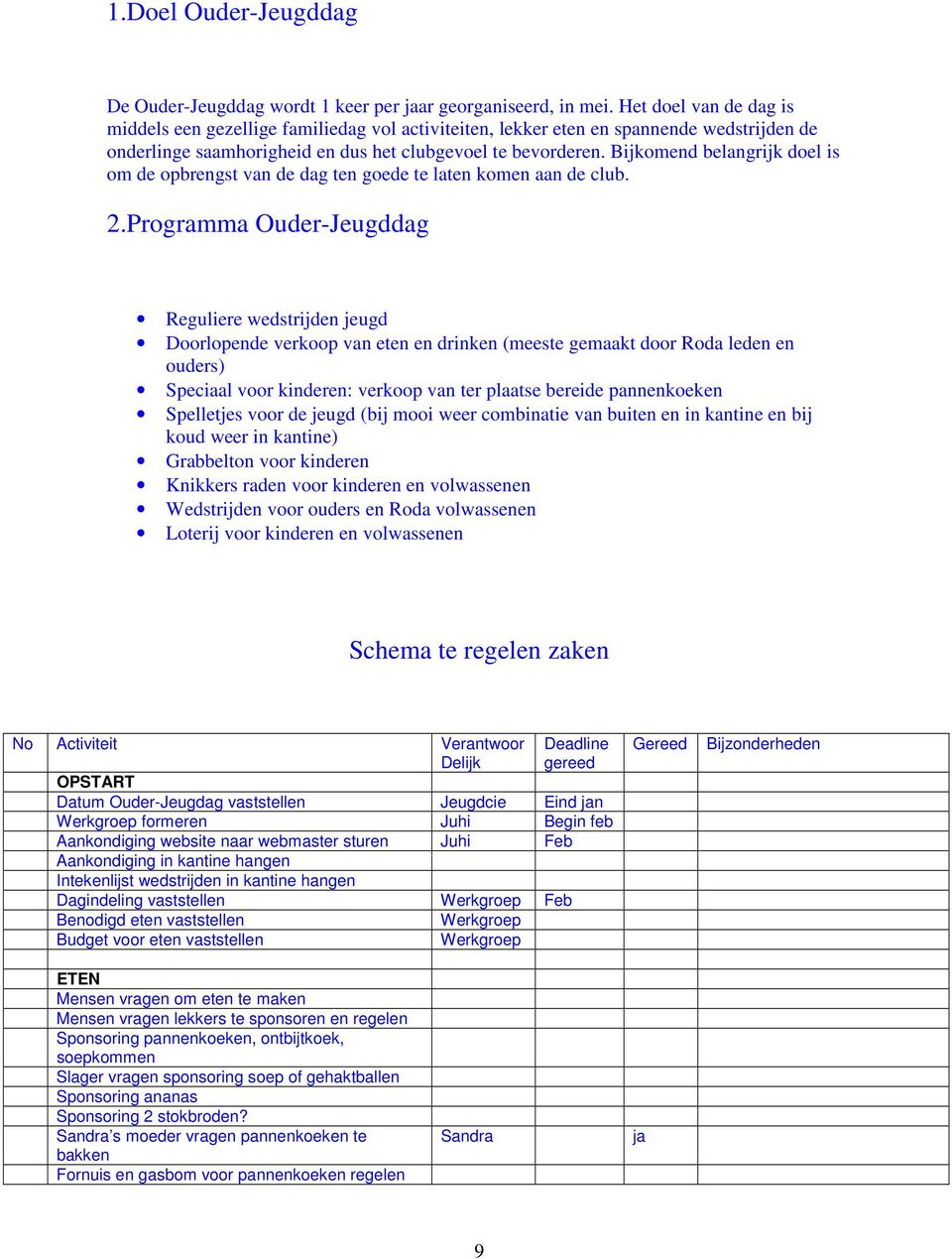 Bijkomend belangrijk doel is om de opbrengst van de dag ten goede te laten komen aan de club. 2.