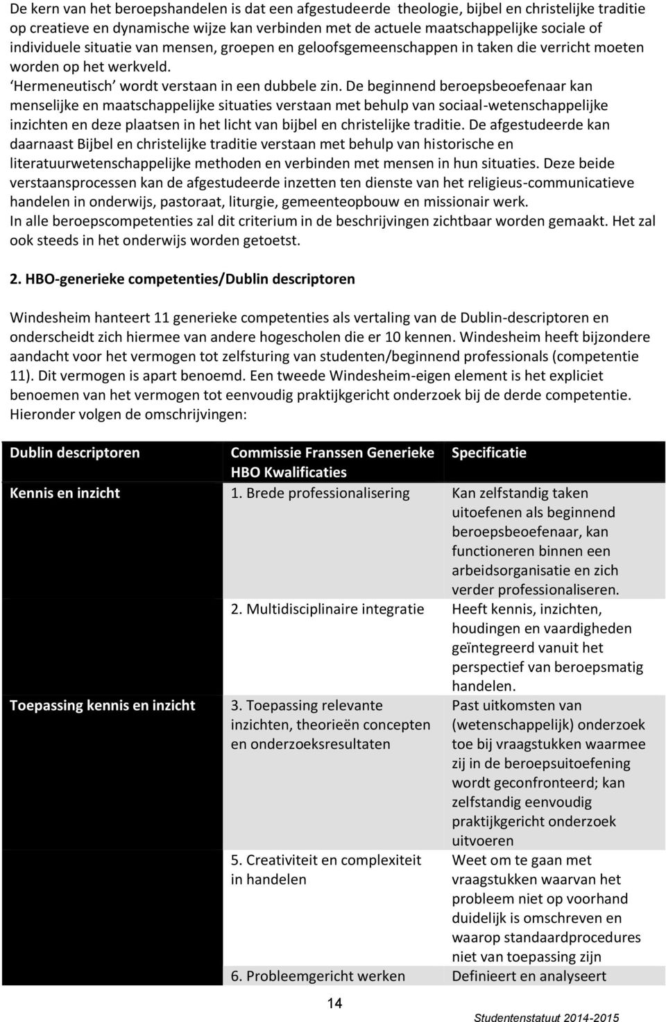 De beginnend beroepsbeoefenaar kan menselijke en maatschappelijke situaties verstaan met behulp van sociaal-wetenschappelijke inzichten en deze plaatsen in het licht van bijbel en christelijke