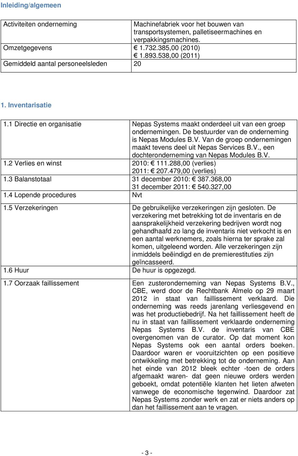 De bestuurder van de onderneming is Nepas Modules B.V. Van de groep ondernemingen maakt tevens deel uit Nepas Services B.V., een dochteronderneming van Nepas Modules B.V. 1.