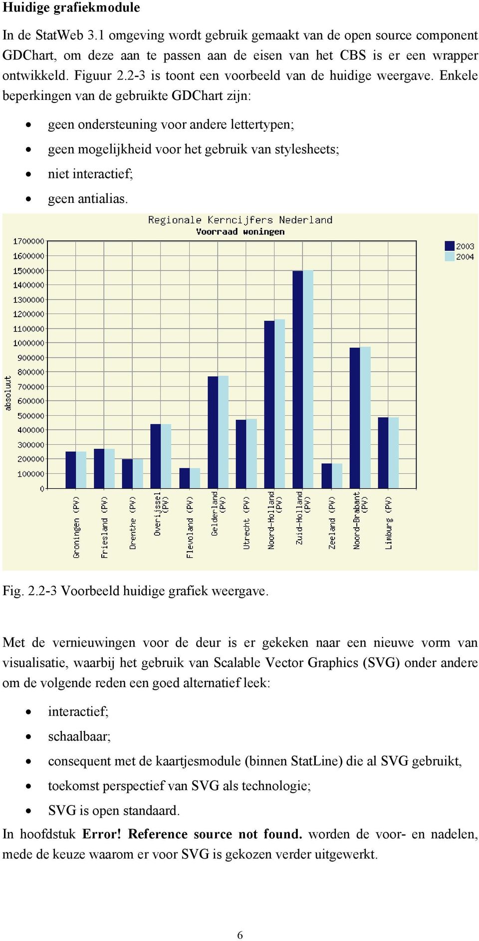 Enkele beperkingen van de gebruikte GDChart zijn: geen ondersteuning voor andere lettertypen; geen mogelijkheid voor het gebruik van stylesheets; niet interactief; geen antialias. Fig. 2.