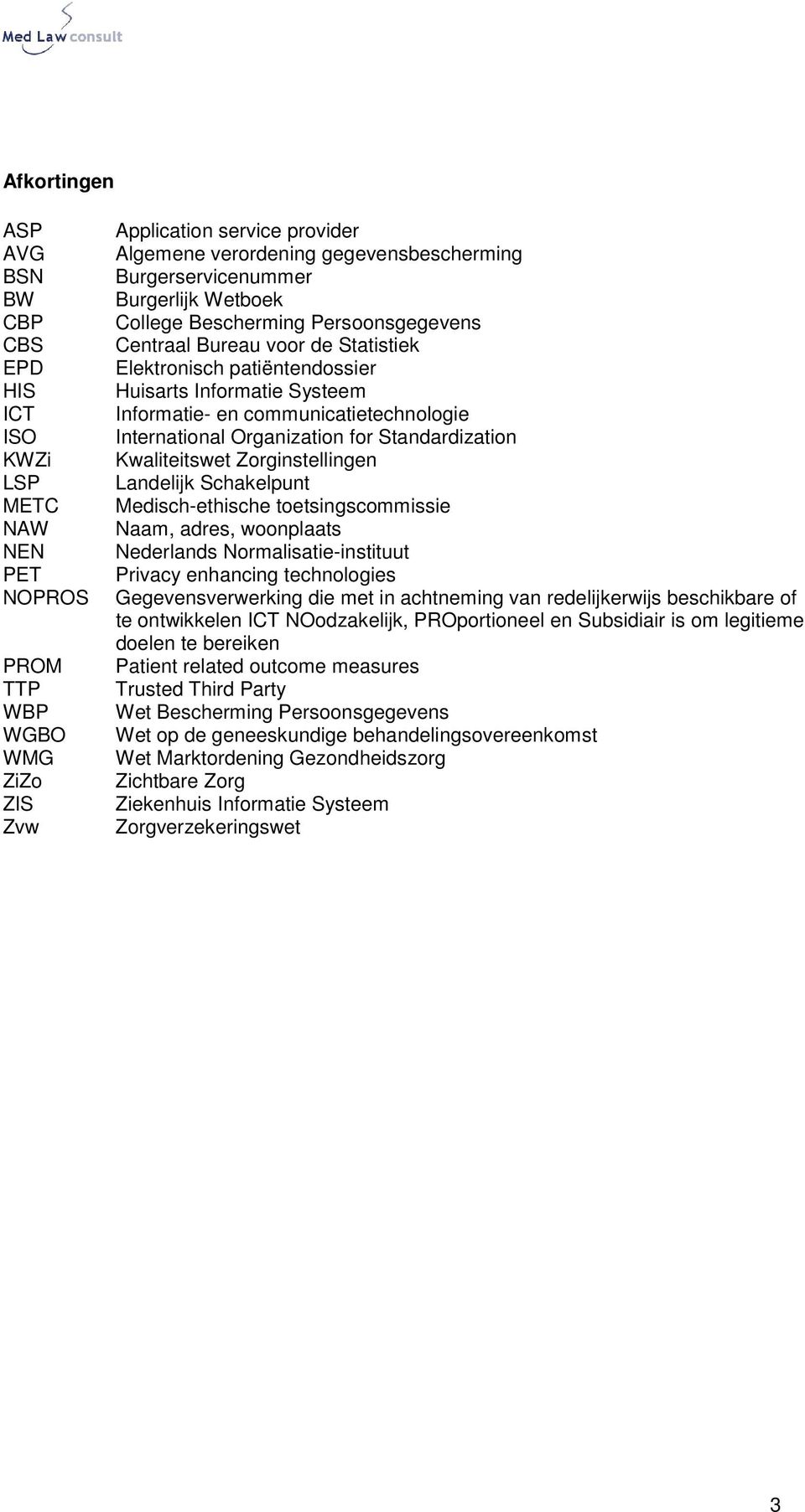 communicatietechnologie International Organization for Standardization Kwaliteitswet Zorginstellingen Landelijk Schakelpunt Medisch-ethische toetsingscommissie Naam, adres, woonplaats Nederlands