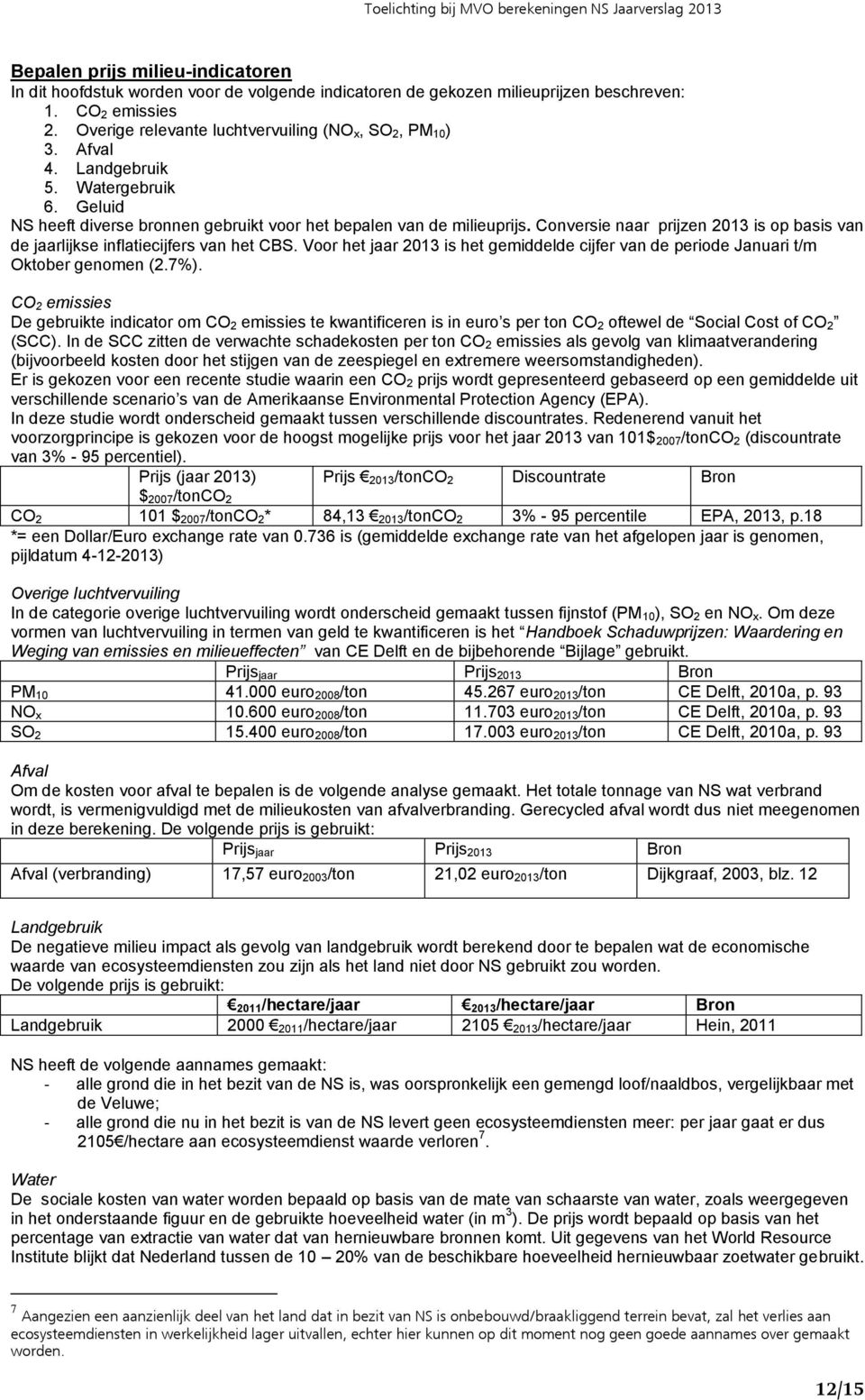 Conversie naar prijzen 2013 is op basis van de jaarlijkse inflatiecijfers van het CBS. Voor het jaar 2013 is het gemiddelde cijfer van de periode Januari t/m Oktober genomen (2.7%).