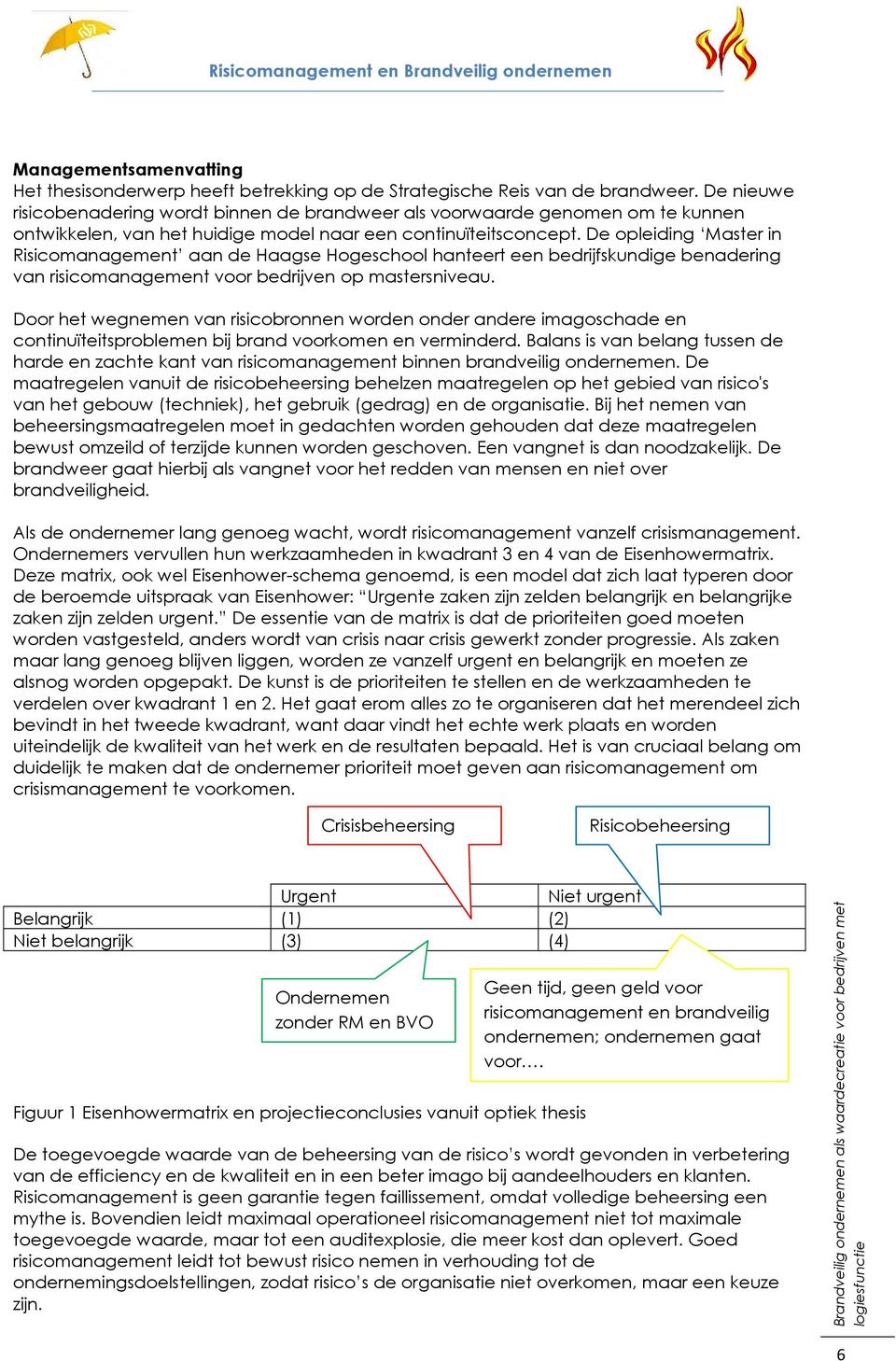 De opleiding Master in Risicomanagement aan de Haagse Hogeschool hanteert een bedrijfskundige benadering van risicomanagement voor bedrijven op mastersniveau.