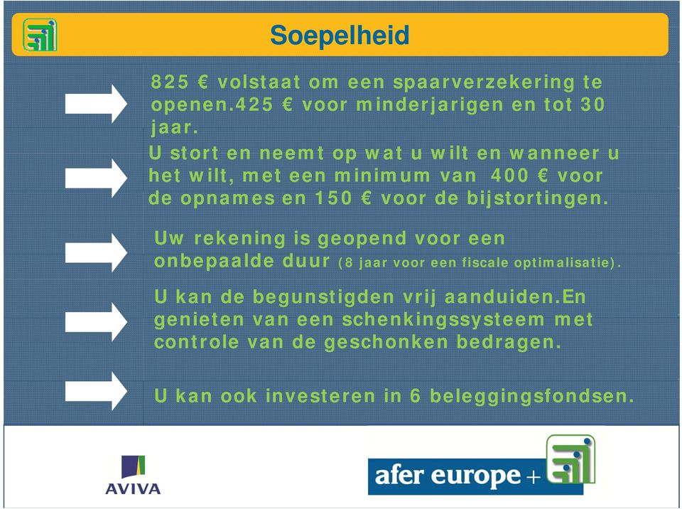 bijstortingen. i Uw rekening is geopend voor een onbepaalde duur (8 jaar voor een fiscale optimalisatie).