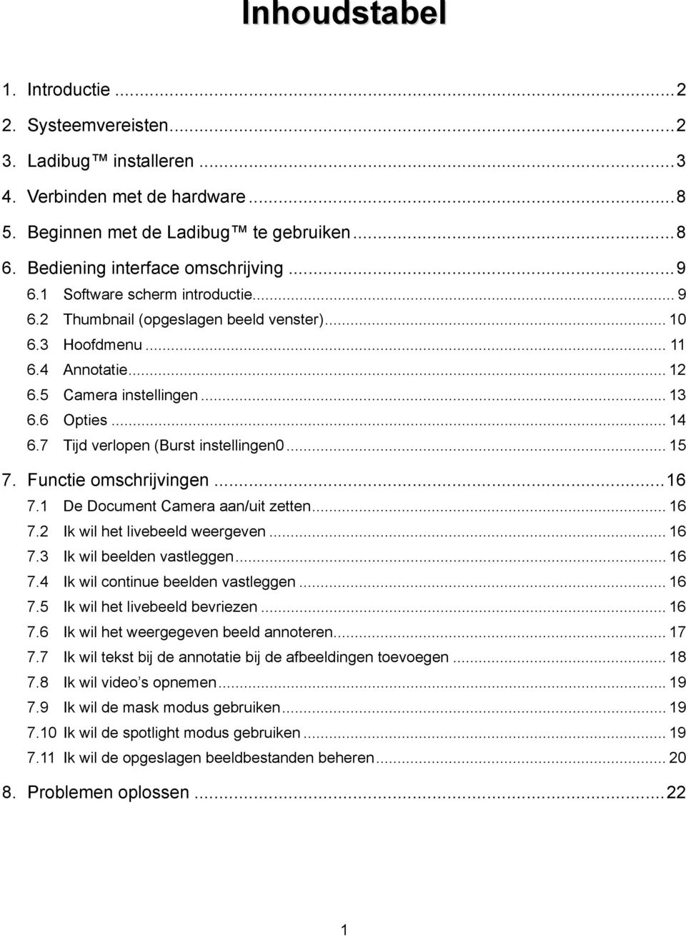 6 Opties... 14 6.7 Tijd verlopen (Burst instellingen0... 15 7. Functie omschrijvingen... 16 7.1 De Document Camera aan/uit zetten... 16 7.2 Ik wil het livebeeld weergeven... 16 7.3 Ik wil beelden vastleggen.