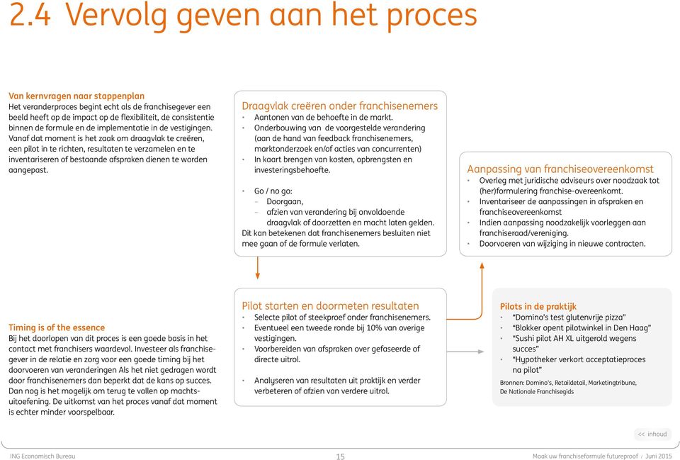 Vanaf dat moment is het zaak om draagvlak te creëren, een pilot in te richten, resultaten te verzamelen en te inventariseren of bestaande afspraken dienen te worden aangepast.