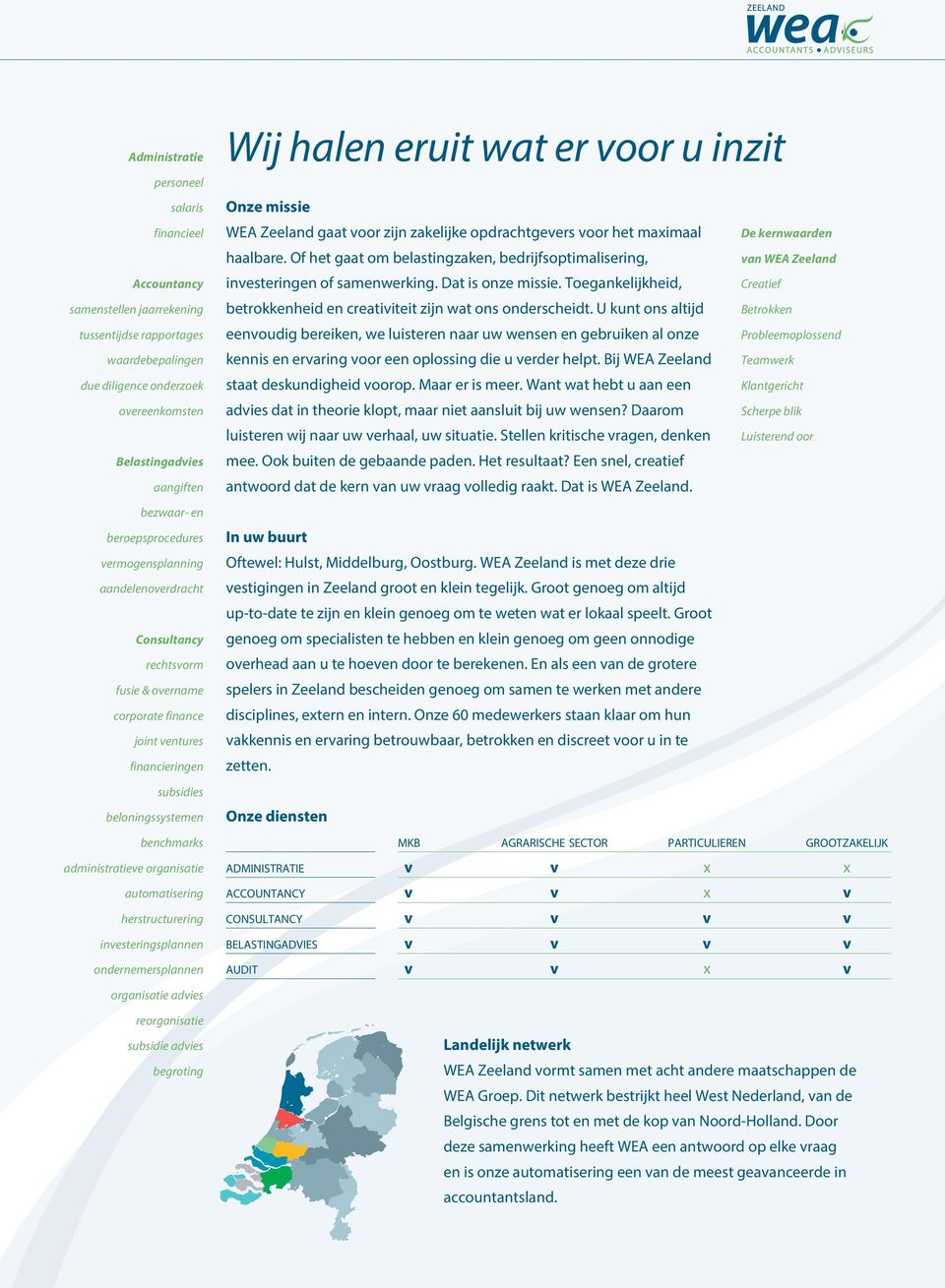 organisatie automatisering herstructurering investeringsplannen ondernemersplannen organisatie advies reorganisatie subsidie advies begroting Wij halen eruit wat er voor u inzit Onze missie WEA